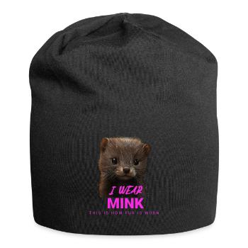 I Wear Mink – Anti-Pelz Statement - Jersey-Beanie - Schwarz - Vorne