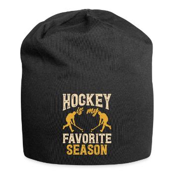 Hockey Eishockey Eishockeyspieler Geschenk - Jersey-Beanie - Schwarz - Vorne