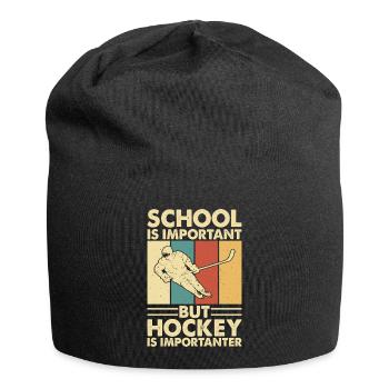 Hockey Eishockey Eishockeyspieler Geschenk - Jersey-Beanie - Schwarz - Vorne