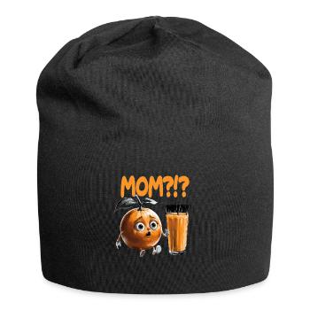 Mom?!? Fun Orange Juice Dialogue - Jersey Beanie - black - Front