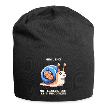 Heilung ist nicht linear | Fortschritt, Genesung - Jersey-Beanie - Schwarz - Vorne