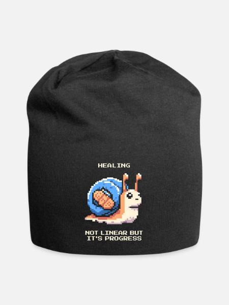 Heilung ist nicht linear | Fortschritt, Genesung - Jersey-Beanie - Schwarz