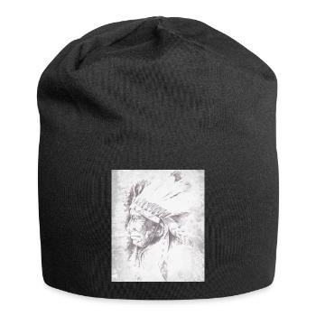 Chef indigène en plumes gris - Bonnet en jersey - noir - Devant