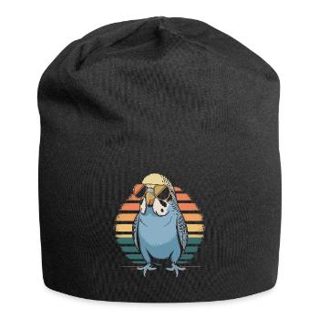 Wellensittich - Jersey-Beanie - Schwarz - Vorne