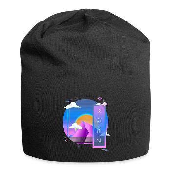 Vaporwave Pastell Gothic-Stil Ästhetischer Mix aus Retro - Jersey-Beanie - Schwarz - Vorne