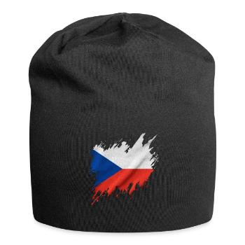 Flagge von Tschechien im zerrissenen Stil - Jersey-Beanie - Schwarz - Vorne