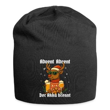 Advent Advent – Der Akku brennt Rentier - Jersey-Beanie - Schwarz - Vorne