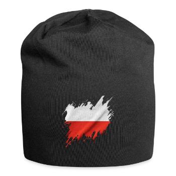 Flagge Polens, zerrissener Stil - Jersey-Beanie - Schwarz - Vorne