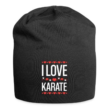 I Love Karate Herzdesign - Jersey-Beanie - Schwarz - Vorne