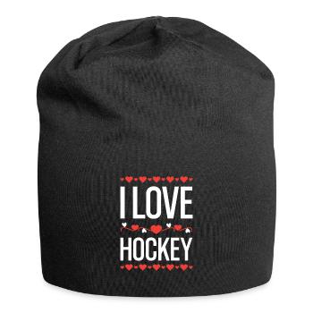 I Love Hockey Aufdruck - Jersey-Beanie - Schwarz - Vorne