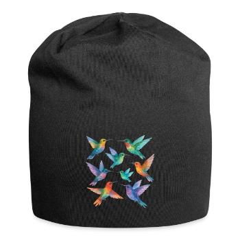 Bunte Kolibris in Aquarell – Leichtigkeit & Farbe - Jersey-Beanie - Schwarz - Vorne