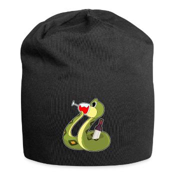 Bouteille de vin rouge serpent - Bonnet en jersey - noir - Devant