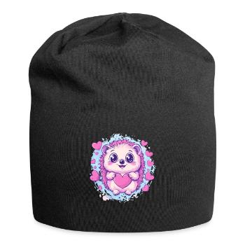 Kuscheliger Igel mit Herz - Jersey-Beanie - Schwarz - Vorne