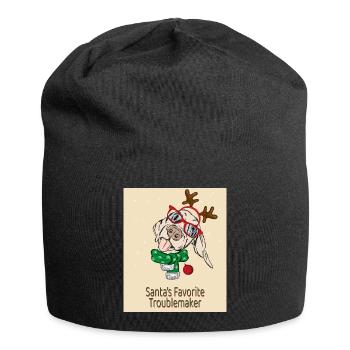 Santa's Favorite Troublemaker – Funny Dog - Jersey Beanie - black - Front