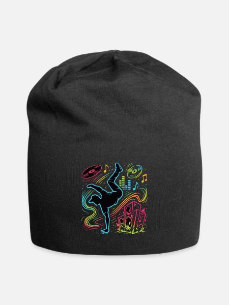 Breakdance Neon Style – Musik & Street Art - Jersey-Beanie - Schwarz