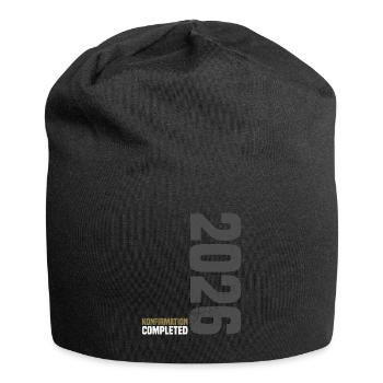 Glückwunsch Konfirmation 2026 - Jersey-Beanie - Schwarz - Vorne
