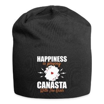 Canasta Glück: Mit den Mädels Karten spielen - Jersey-Beanie - Schwarz - Vorne