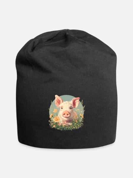 Schweine Schwein - Jersey-Beanie - Schwarz