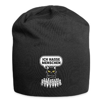 Ich Hasse Menschen Katze Lustig Sarkasmus - Jersey-Beanie - Schwarz - Vorne