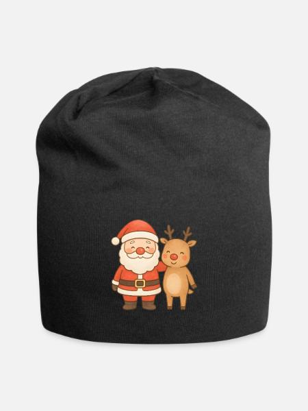 Weihnachts-Rentier-Weihnachtsfest - Jersey-Beanie - Schwarz