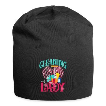 Putzheldin Retro Motiv Reinigung - Jersey-Beanie - Schwarz - Vorne