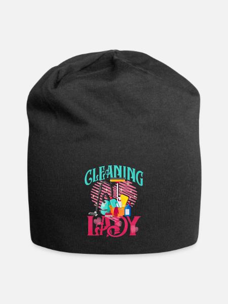 Putzheldin Retro Motiv Reinigung - Jersey-Beanie - Schwarz