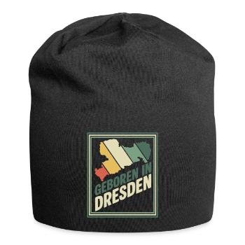 Geboren in Dresden Retro - Jersey-Beanie - Schwarz - Vorne