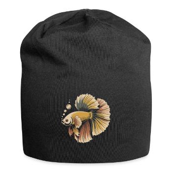 Prachtvoller Betta Fisch Print - Jersey-Beanie - Schwarz - Vorne