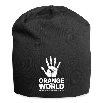 Orange The World Stopp Gewalt Gegen Frauen - Jersey-Beanie - Schwarz - Vorne