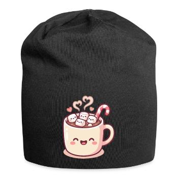 Tasse de câlins avec guimauves et canne d’orge - Bonnet en jersey - noir - Devant