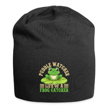 Frog Catcher Puddle Watcher Frog - Jersey Beanie - black - Front
