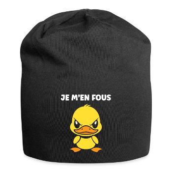 Canard jaune audacieux – Je M'en Fous - Bonnet en jersey - noir - Devant
