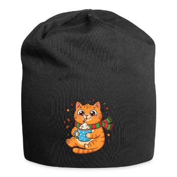 Kuschelkätzchen Winterkaffee mit Sahne - Jersey-Beanie - Schwarz - Vorne
