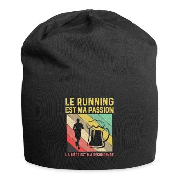 Running Passion Bière Récompense Humour Course - Bonnet en jersey - noir - Devant
