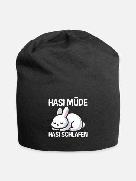 Shlafshirt Hase Hasi Müde Hasi Schlafen - Jersey-Beanie - Schwarz