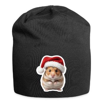 Suesser Hamster - Suesse Weihnachten  - Jersey-Beanie - Schwarz - Vorne