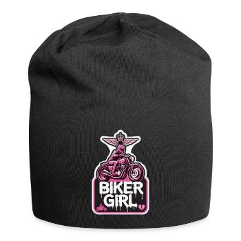 Biker Girl Crown Wings Biker Motorcycling Bike - Jersey Beanie - black - Front