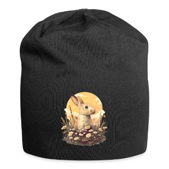 Hasen Hase - Jersey-Beanie - Schwarz - Vorne
