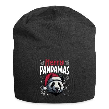 Merry Pandamas Funny Panda Christmas Motif - Jersey Beanie - charcoal grey - Front