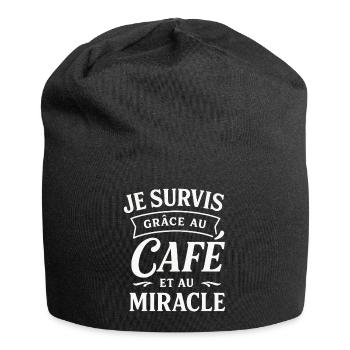 Survie grâce au café et miracle - Bonnet en jersey - noir - Devant