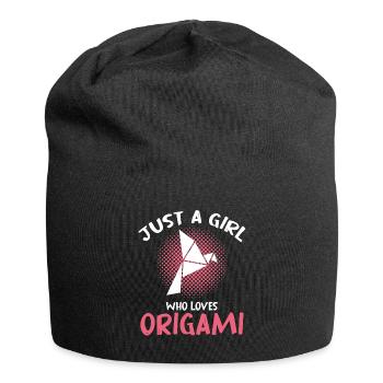 Origami Girl Love in Paper Art - Jersey Beanie - black - Front