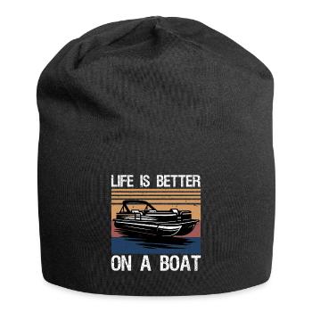 Boating Boat Captain Life is better on a boat - Jersey Beanie - black - Front