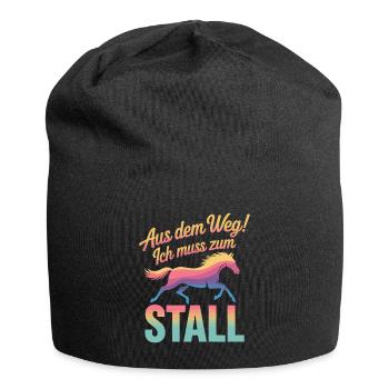 Reiten Aus dem Weg Ich muss zum Stall Reiterin - Jersey-Beanie - Schwarz - Vorne