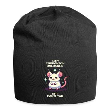 Kleiner Begleiter freigeschaltet | Ratte - Jersey-Beanie - Schwarz - Vorne