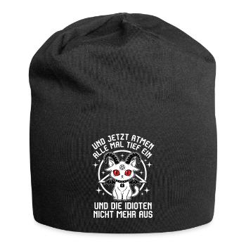 Take a deep breath – don't exhale idiots - Jersey Beanie - black - Front