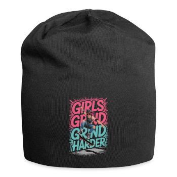 Girls Skate Grind Harder Saying Design - Jersey Beanie - black - Front