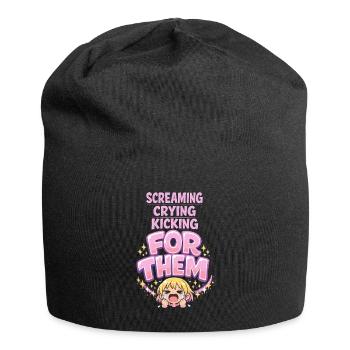 Anime-fangirl Schreit Anime-reaktion - Jersey-Beanie - Schwarz - Vorne