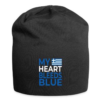 Mon cœur saigne bleu Grèce - Bonnet en jersey - noir - Devant