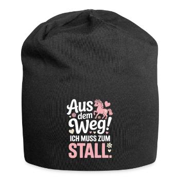 Riding out of the way to the stable horse girl horses - Jersey Beanie - black - Front