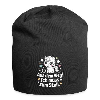 Riding out of the way to the stable horse girl horses - Jersey Beanie - black - Front